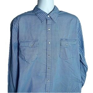 Wrangler Wrancher Western Pearl Snap Shirt 2XT Blue Cowboy Yellowstone Rodeo